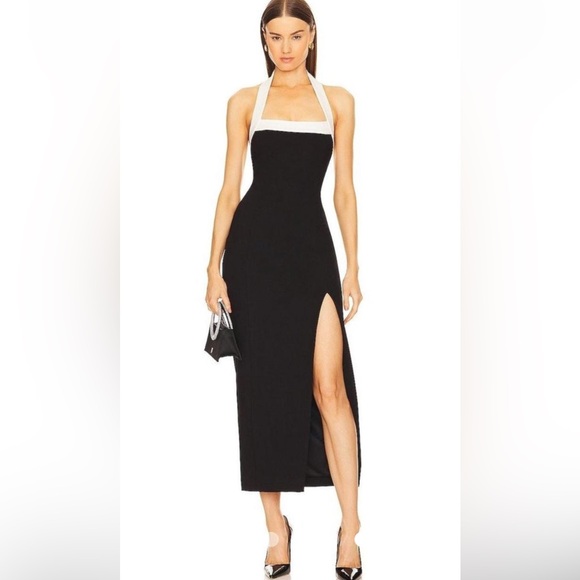 Nicholas Elegant Black White Halter Dress Jane Evening Size US XL - Picture 4 of 12